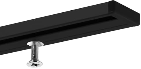 Gardineum - 2.00 m - Vorhangschiene Gardinenschiene Aluminium, schwarz 1-läufg - vorgebohrt!