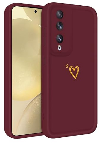 ChoosEU Cover per Honor 90 5G Silicone Custodia Disegni Elegante Colorate Custodia Morbido per Ragazze Donne Uomo Ragazzo Antigraffio Protezione TPU Case Copertura Antiurto - Vino Rosso