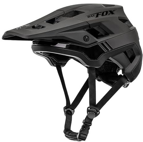 BATFOX Casque de vélo, léger, respirant avec visière, pour adultes et jeunes, pour BMX, skateboard, patinage à roulettes, moto tout-terrain, taille réglable, vert foncé, taille L
