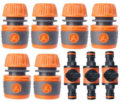 AstarFavor 9 pezzi Connettore per Tubo dell'acqua, Raccordo per Tubo da Giardino da 1/2 pollici Connettore per Tubo Valvola di Regolazione Premium Connettore Rapido per Tubo da Giardino