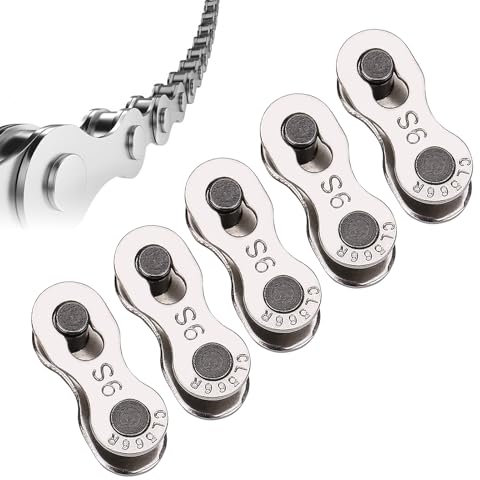 5 Paar Fahrrad Missing Link, Schnellspanner-Fahrradketten-Hauptglieder Stahl Bike Chain Link Kantendesign-Ersatzteile für 9- Gang-Geschwindigkeit