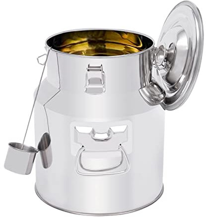 WINPANG 201 Edelstahlfass mit Weinheber, Griff und Schutzdeckel, großes Fassungsvermögen (14 Liter), erhöhter Boden zum Schutz vor Feuchtigkeit, kann große Mengen Wein, Milch, Speiseöle lagern