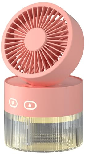 Glyntora USB Desk Fan Portable Folding Mini Spray Fan Rechargeable Battery Operated 3 Speeds Night Light for Office Outdoor Travel Camping (pink)