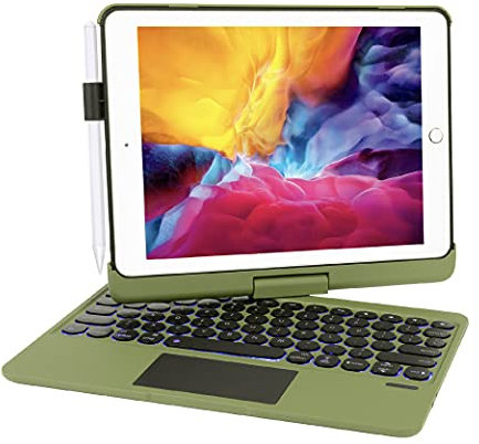 Seagtigau Keyboard Case for iPad Pro 10.2 inch 9th/8th/7th Generation, 360° Rotatable iPad Air 3& iPad Pro 10.5 inch Wireless Keyboard Case with Multi-touch Trackpad,7 Color Backlit (Camo)