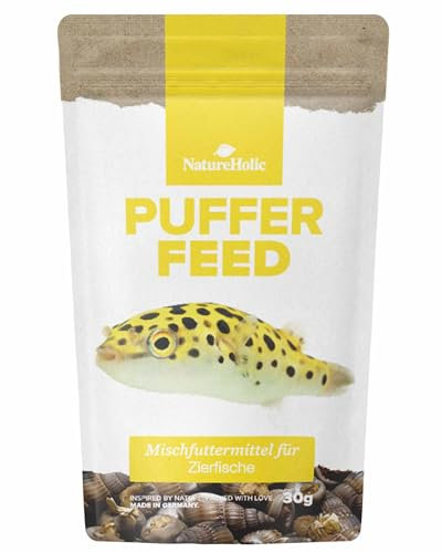 NatureHolic PufferFeed Futterschnecken | Fischfutter Aquarium | hochwertiges Alleinfuttermittel für Kugelfische | natürliche & gefriergetrocknete Meeresschnecken | Reich an Proteinen | 30 g