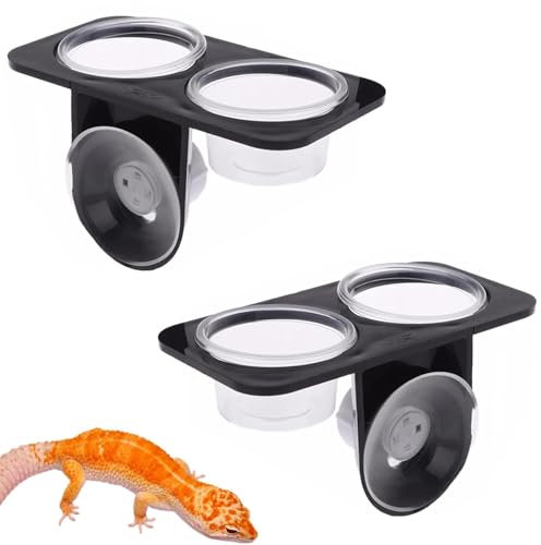 2 Stück Reptile Feeder mit Saugnapf, Saugnapf Reptile Feeder, Reptilien Echse Feeder Kleiner, Reptilien Feeder für Reptilien, Gecko Futtertassen für Eidechsen, Geckos, Spinnen und Andere Reptilien