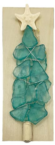 Muuzebsy Sea Glass Christmas Tree Ornament,Sea Glass Pieces for Crafts | Crystal Sea Glass Christmas Tree, Table Top Christmas Trees, Sea Glass Decor Art Kit for Desk, Tabletop