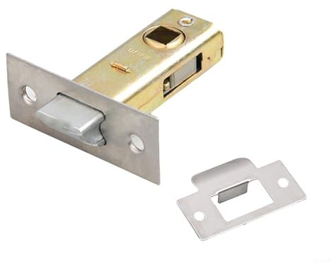 Gettimore 2 Pack Polished Brass Radius Tubular Latches stainless steel passage latch for Internal Wooden Doors 30-45mm Backset(40mm)