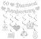 Gidobo 60th Wedding Anniversary Decorations Set, 60 Diamond Anniversary Banner, 6 Pieces Hanging Swirls, Glittery Party Hanging Bunting for Couple Parent Anniversary Celebration