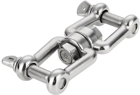 Laorde Double manille pivotante pour bateau 6,35 mm, 7,9 mm, 9,5 mm, 1,27 cm (4 tailles), connecteur de chaîne d'ancrage en acier inoxydable 316 de qualité marine (1,27 cm, 1 pièce)