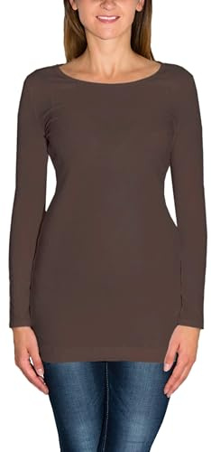 Alkato Damen Langarm Langarmshirt Tunika Basic Shirt | Longshirt