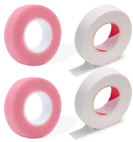 Cinta de Pestañas, 4 Rollos de Cinta de Pestañas, Cinta Adhesiva Microporosa y Transpirable, Rollos Cinta de Extensión de Pestañas