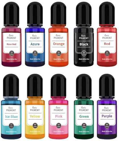 10Stück Farbe Für Gießpulver, Farbpigmente für Gießpulver Resin Farbe Betonpigment Für Gipsbeschichtung DIY Farbige Pigmente 10 Ml