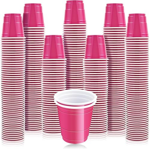 ausurme 200Pcs 2 oz Shot Cups,Plastic Shot Glasses,Pink Glasses Disposable,Mini Party Cup,Disposable Plastic Shot Cups for Drinking Birthday Party Tasting Serving Samples and Tastings (Pink)