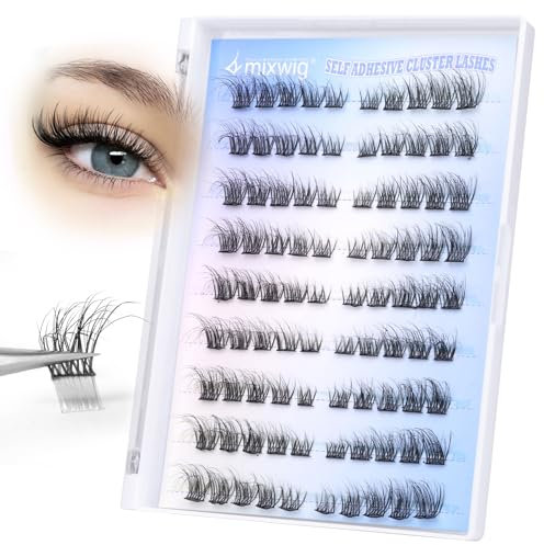 Selbstklebende Wimpern Cat Eye Wispy Glueless Lashes Links&Rechts Selbstklebende Wimpern Vorgeklebte Wimpern Natürlicher Look Selbstklebende Wimpern Cluster D Curl Einzelwimpern 8-16MM von Lvmixwig