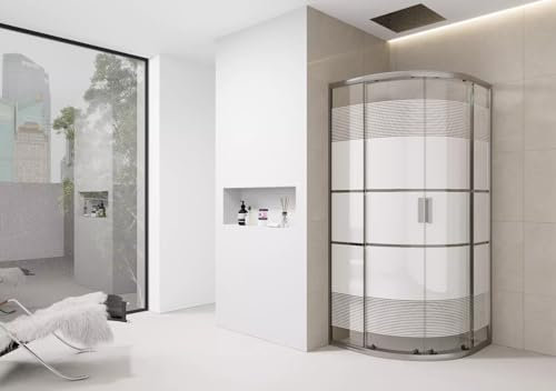 700mm Quadrant Shower Enclosure White Screen Print Walk in Cubicle Sliding Door Entry Shower Tray and Riser Kit Options (700mm x 700mm Shower Enclosure)