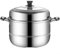 Vaporera profesional de 2 niveles en acero inoxidable para estufas de inducción y gas, práctica cocina multiplato (30 cm)