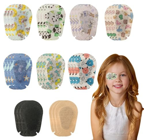KASESSS 27 Pièces Cache Oeil Enfant, Patchs Adhésifs Respirants pour les Yeux pour Enfants, Colorés Dessin Animé Cache Oeil Enfant, Pansements Oculaires, Eyepatch pour Enfants Souffrant D'amblyopie