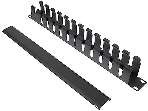 DIYEAH Adjustable Metal Horizontal Rack Mount Cable Organizer Wire Management System for Monitors and Home Office Use