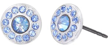Konplott: Ohrstecker Spell on You Shinny silver, moderne runde Entourage-Ohrstecker hochglänzend mit runden Steinen, für Damen/Frauen (blau)