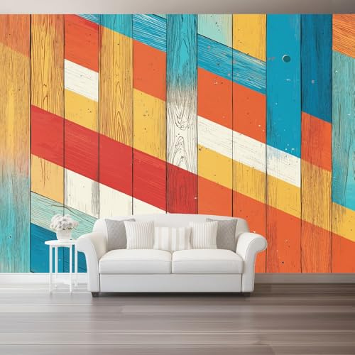 Fototapete Vintage Landhausstil Holzplanken Art Déco - Art Fototapete Orange Farbe Tapete 3D Effekt Wand Dekoration Wohnzimmer Schlafzimmer Büro Flur Moderne Wandtapete 150 x 105 cm