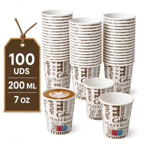 LAN&LAN Gobelets à café jetables - Gobelets en carton pour transporter des boissons chaudes en hôtellerie, événements et restauration (100, 200 ml)
