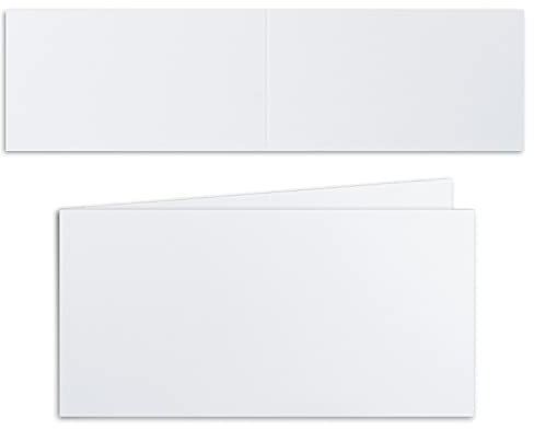 100x Falt-Karten DIN Lang - Hochweiß (Weiß) - querdoppelt-langdoppelt 10,5 x 21 cm - Blanko Doppelkarten - Klappkarten für Einladungen und Grußkarten zu Weihnachten und Geburtstag