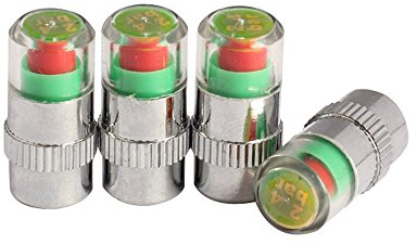 4 Stück Mini Metall Auto Luftdruckwarn Reifen Reifenwächter Druckwächter Druckanzeige Reifendruckkontrolle Ventilkappen-Abdeckung Kupferkern Ventilstößel-Alarmkappe Sensoranzeige