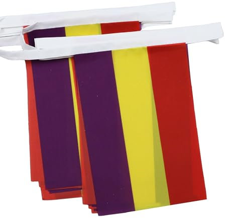 AZ FLAG Guirnalda 6 Metros 20 Banderas España Republicana Sin Escudo 21x15 cm - Bandera La Republica Española 15 x 21 Cm - Banderines