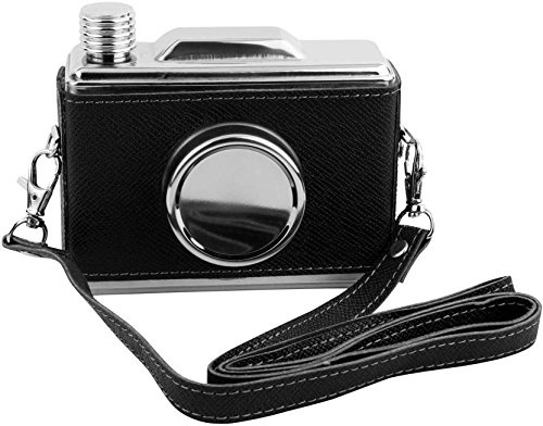 Vintage Camera Design Hip Flask - Black