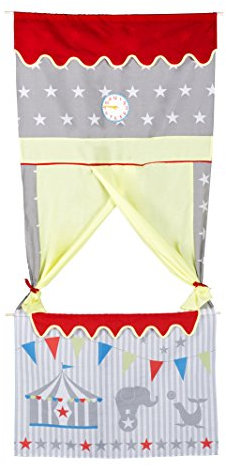 roba 7103 Tür Kasperletheater, platzsparendes Kinder Puppentheater, Kaspertheater zum Aufhängen mit Stoffbespannung, mehrfarbig