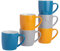 Argon Tableware Coloured Coffee Mugs - Modern Stoneware Cappuccino Tea Cups - 350ml - Yorkshire - Pack of 6