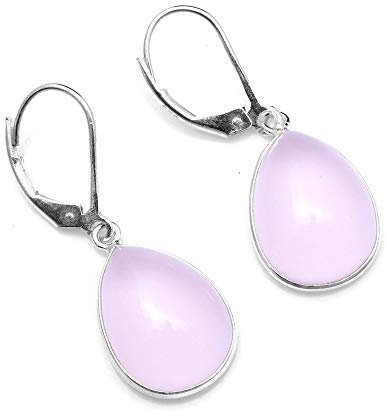 Silver Palace Orecchini Pendenti in Argento Sterling con Quarzo Rosa Naturale da Donna