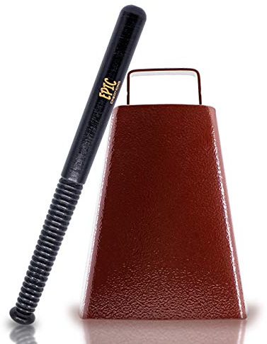 Epic Creations Kuhglocke mit Griff - 17,8 cm Kuhglocke Geräuschmacher, Cowbell Beater Stick, Cheering Bell für Fußballspiele, Kuhglocken für Sportveranstaltungen (Antik Kupfer)