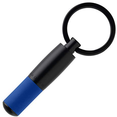 Hugo Boss Schlüsselring mit Anhänger, Gear Matrix Blue, Edelstahl Mattschwarz, zylinderförmiger Anhänger, praktisch und modisch, HAK007L, 13.1 x 54.7 / Ring: 27 mm