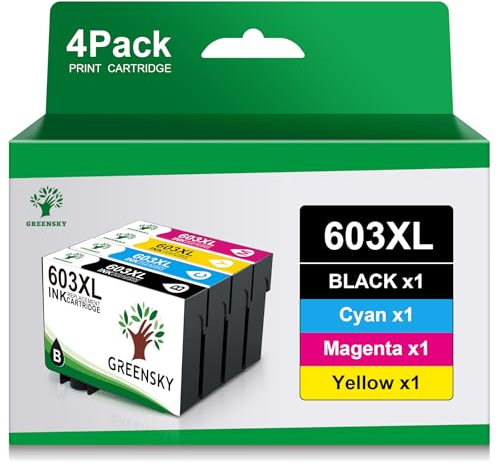 GREENSKY 603XL Druckerpatronen Kompatible für Epson 603 für Epson Expression Home XP-4105 XP-4100 XP-3105 XP-3100 XP-2105 XP-2100 Workforce WF-2850DWF WF-2835DWF WF-2830DWF WF-2810DWF(4 Packung)