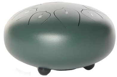 Fame Steel Tongue Drum 8“, Green, Handgefertigte Zungentrommel, acht Töne, Pentatonic F, Stahl, mit Tasche u. Schlägeln, Healing Drum, 8“ (20,3 cm)