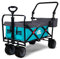 TMZ Faltbarer Bollerwagen All-Terrain Gartenwagen mit Fußbremse, Patentierter Breiter Auto-Reifen Klappwagen, 90 L Handwagen, 360 ° -Lenktransportwagen für Vorderrad, Last bis 120kg（Himmelblau）