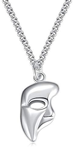 Ukodnus Collier avec pendentif masque fantôme de l'opéra Broadway Merchandising Théâtre Bijoux Cadeaux pour femmes adolescentes filles Métal sans pierre précieuse, Acier inoxydable, Pas de gemme