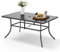 MFSTUDIOO 6-Person Outdoor Metal Steel Slat Dining Rectangle Table with 2.6 Umbrella Hole, Black