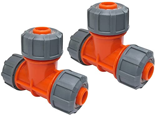 Aerzetix - Set di 2 connettori per Tubo da Giardino in ''T'' 19mm a 3 Vie - Raccordo rapido per Tubo irrigazione - accoppiatore in plastica - C48611