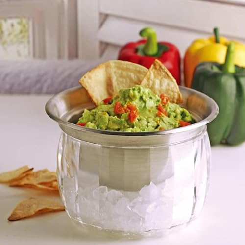 RUAFOX Serving Bowl On Ice- for Cold Dips, Chilled Prawns, Salad Dressings