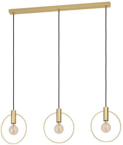 EGLO Pendelleuchte Manizales, 3 flammige Hängelampe minimalistisch, elegant, Hängeleuchte aus Metall in Messing, Esstischlampe, Wohnzimmerlampe hängend mit E27 Fassung