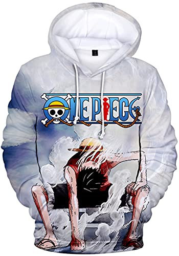 YIMIAO Femmes Pull One Piece Japonais Anime 3D Imprimer Luffy Hoodie Hommes Sweat à Capuche Unisexe Ace Pullover(S)