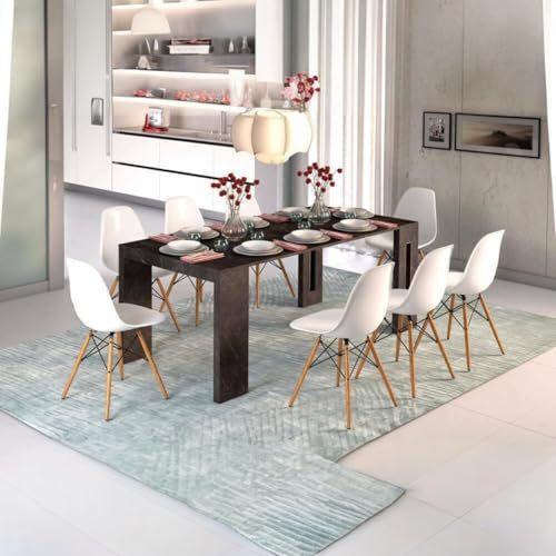 Dmora Salle à Manger Extensible, Table Moderne Porte-rallonges, 100% fabriquée en Italie, 80 x 44/186 h76 cm, Couleur marbre Noir
