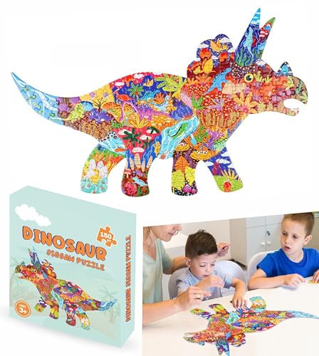 Big Dinosaurs Jigsaw Puzzle for Kids - Large, 150-Piece, Dinosaur Floor Puzzles for 3+ Year Old - Giant Games and Educational Toys for Children, Toddlers, Boys and Girls - 48.7 x 30.4 cm