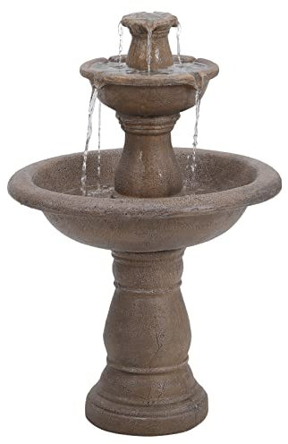 BTGGG Garden Water Feature Resin 3 Tier Cascade Main Powered Water Fountain with Stone Effect Freestanding Water Fountain Waterfall Outdoor Ornaments for Garden, Patio, Lawn Decor