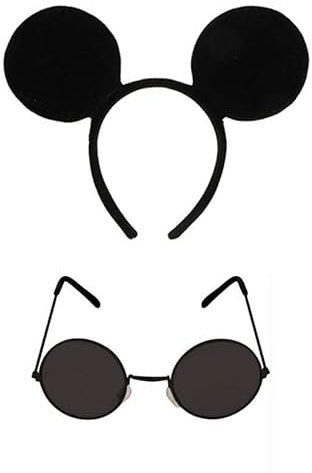 jokeshop 3 Blind Mice Set (Mouse Ears on Headband & Black Glasses) Fancy Dress World Book Day Animal Adults Animal Accessory