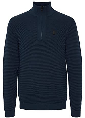 !Solid SDValencia Herren Strickpullover Troyer Feinstrick Pullover mit Stehkragen und Reißverschluss, Größe:XL, Farbe:Insignia Blue (194010)
