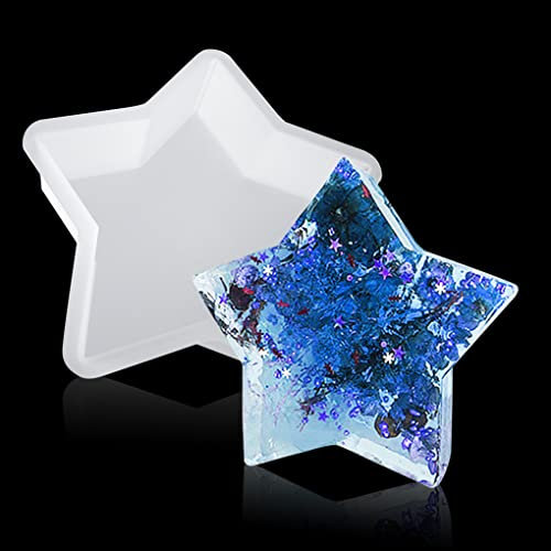FineInno Molde de Silicona Estrella Star Resin Mold Moldes de Resina Grandes Molde de Sujetalibros con Preservación Flores Vela Jabón Decoración Hogar